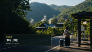 秋保温泉の車なし旅行を示す文字入りアイキャッチ