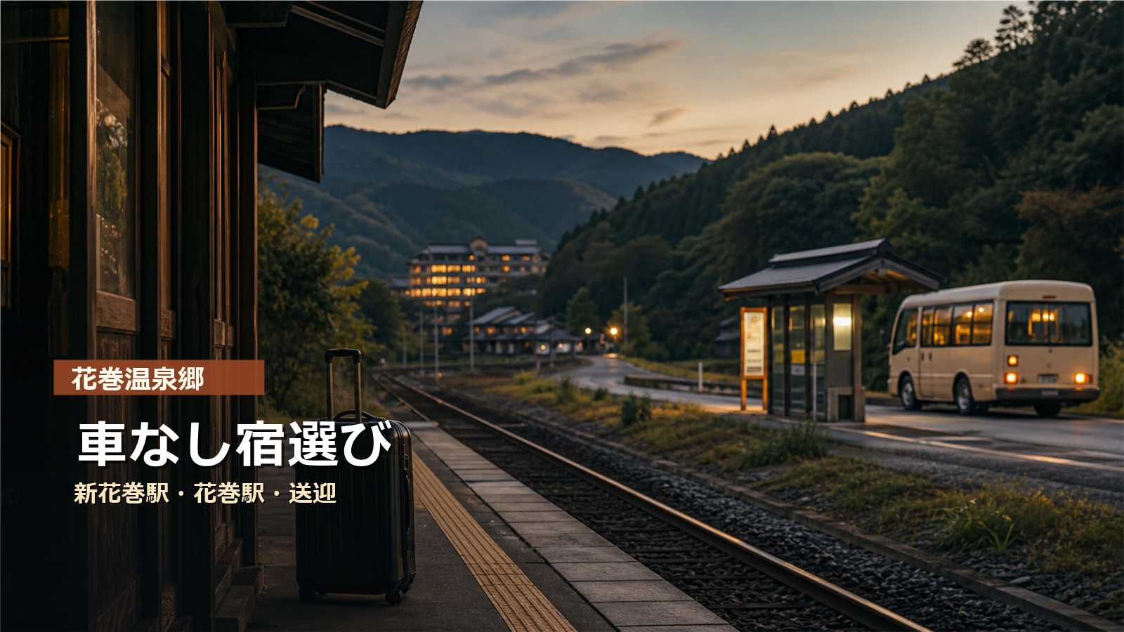 花巻温泉郷を車なしで楽しむ宿選びを新花巻駅、花巻駅、送迎で示す写真風アイキャッチ