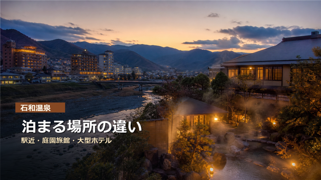 石和温泉でどこに泊まる？駅近・庭園旅館・大型ホテルの違い
