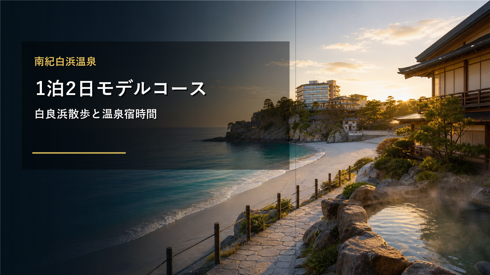 南紀白浜温泉1泊2日モデルコースを示す文字入りアイキャッチ