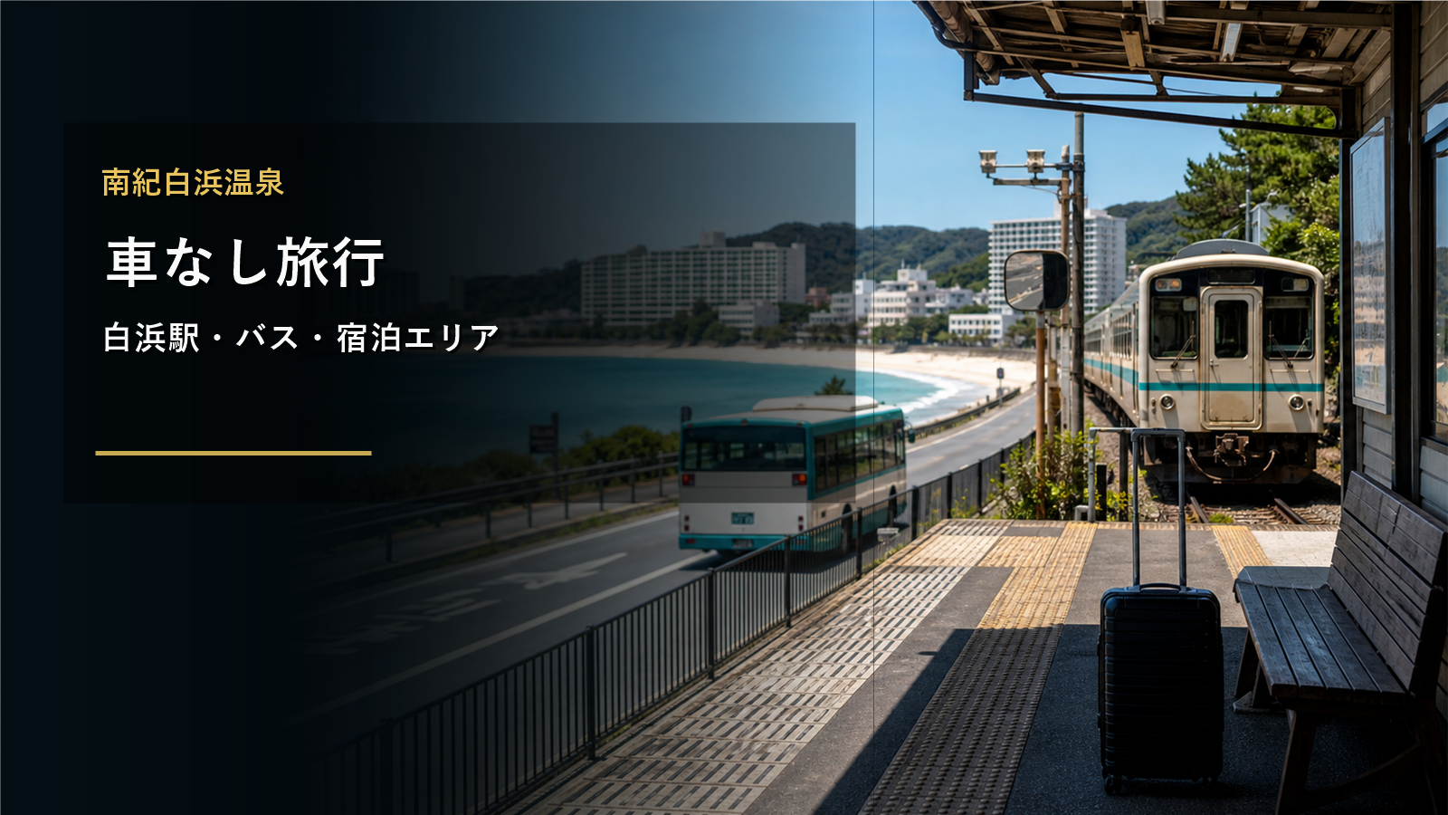 南紀白浜温泉の車なし旅行を示す文字入りアイキャッチ