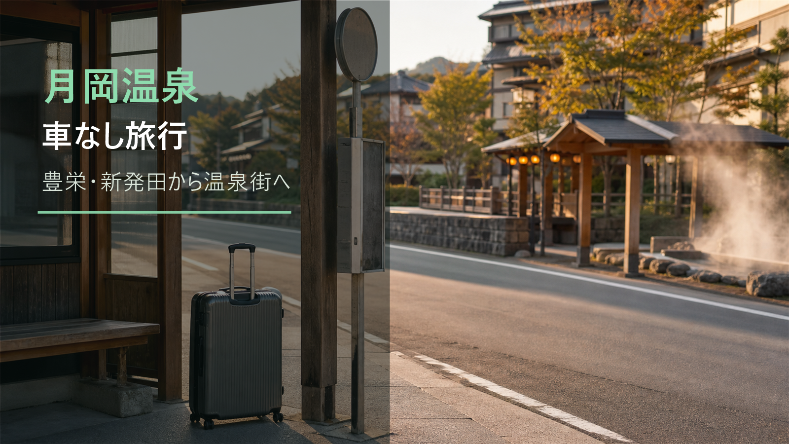 月岡温泉の車なし旅行を示す文字入りアイキャッチ