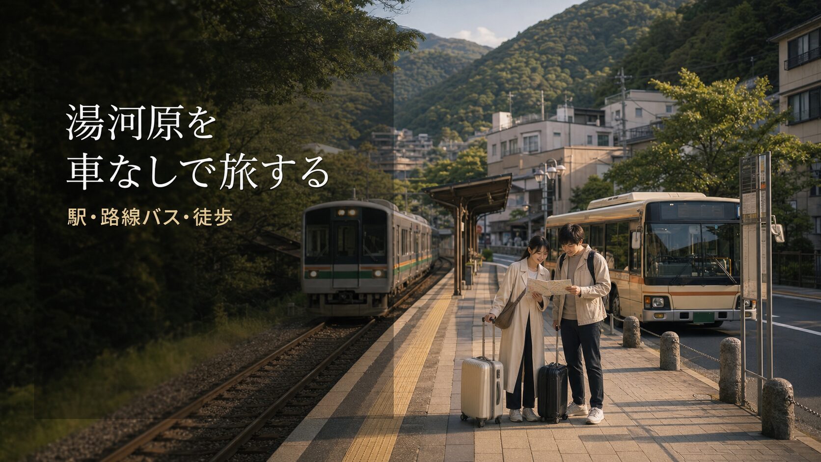 湯河原で車なし旅行するための宿泊エリアガイドのアイキャッチ