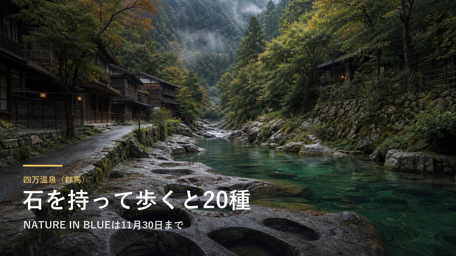 四万温泉（群馬） 石を持って歩くと20種