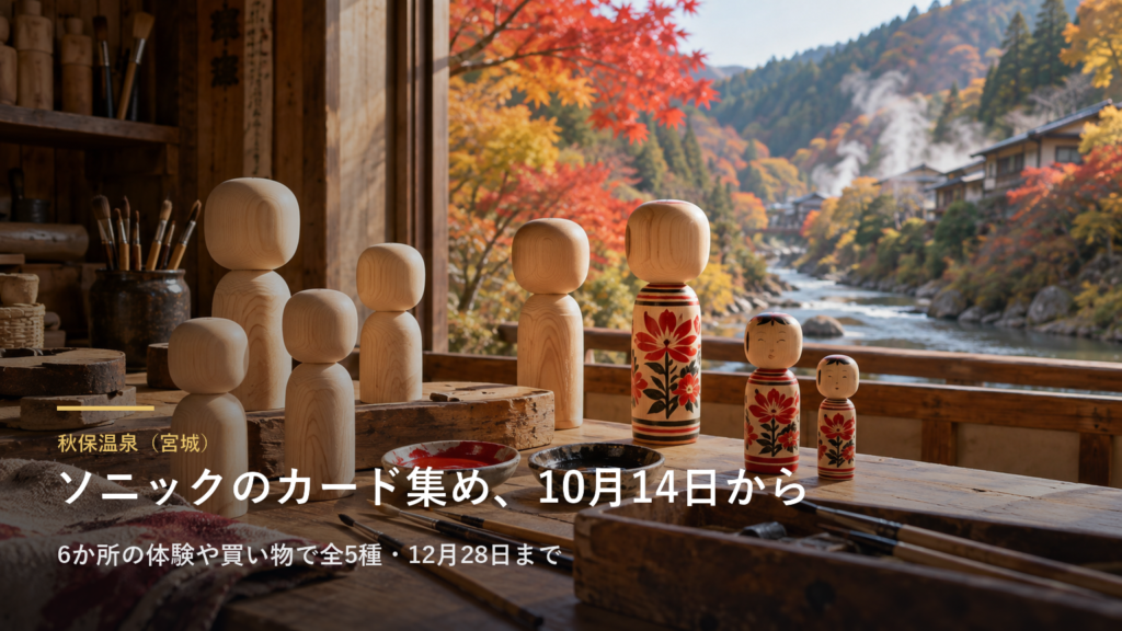 宮城・秋保温泉で、ソニックのカードを集める周遊が2026年10月14日から始まります|6か所の体験や買い物で全5種、12月28日まで