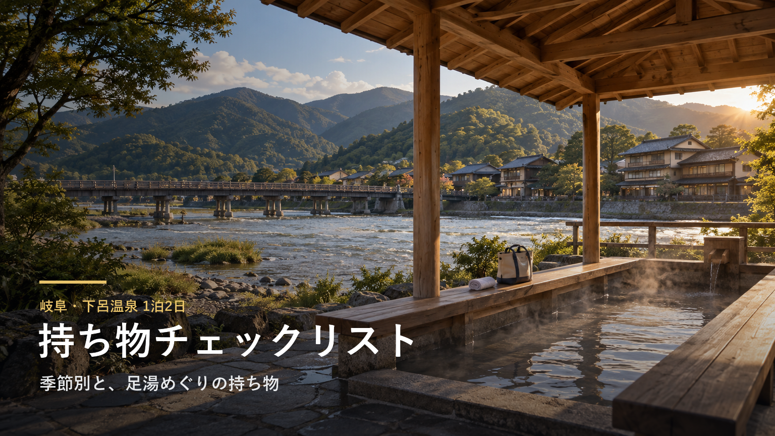 岐阜・下呂温泉1泊2日の持ち物チェックリスト｜季節別（春夏秋冬）と足湯めぐりの持ち物
