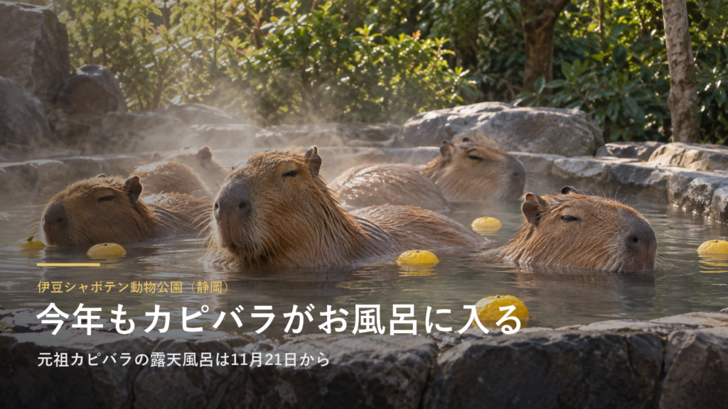 伊豆シャボテン動物公園（静岡） 今年もカピバラがお風呂に入る