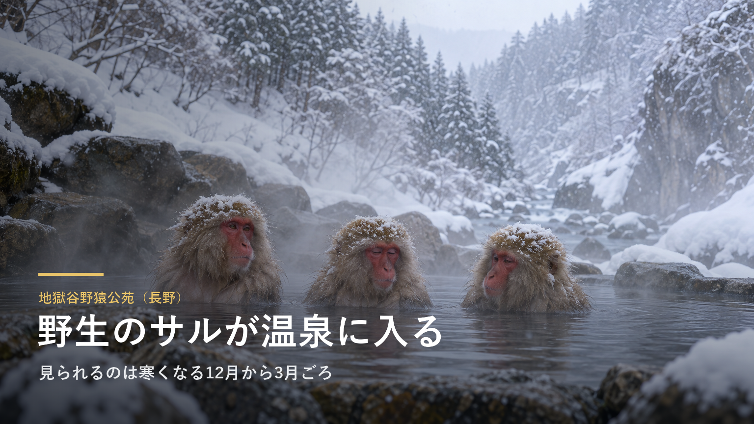 地獄谷野猿公苑（長野） 野生のサルが温泉に入る