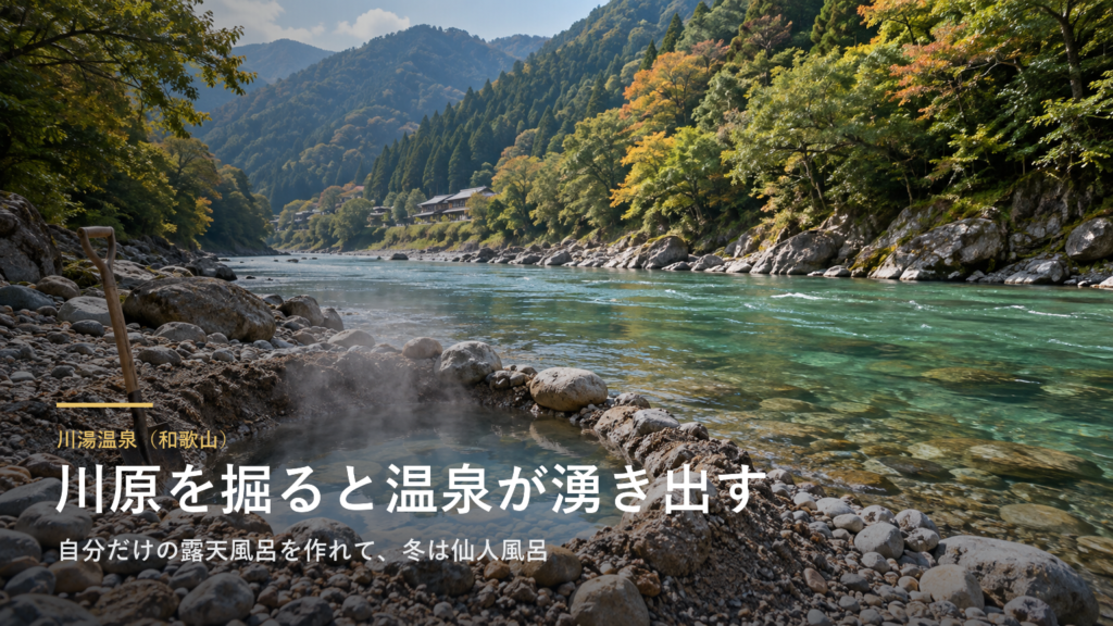 川湯温泉（和歌山） 川原を掘ると温泉が湧き出す
