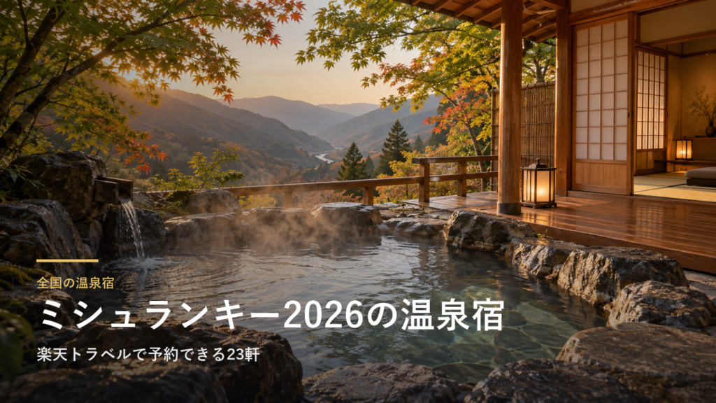 ミシュランキー2026に選ばれた温泉の宿|楽天トラベルで予約できる23軒と、扱いのない強羅花壇・あさば