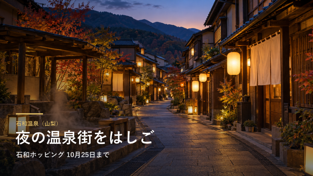 石和温泉（山梨） 夜の温泉街をはしご